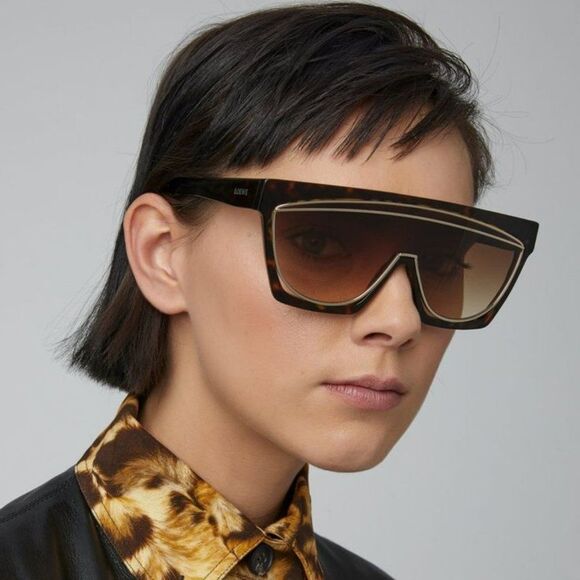 NEW Loewe LW40012F FILIPA MASK 52F Shiny Havana Brown Shield Women Sunglasses - Picture 3 of 10